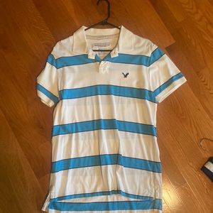 Medium-sized blue and white striped American Eagle polo, perfect condition